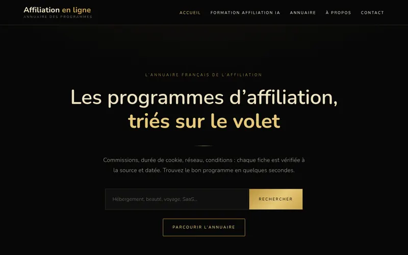 Page d’accueil du site affiliationenligne.fr
