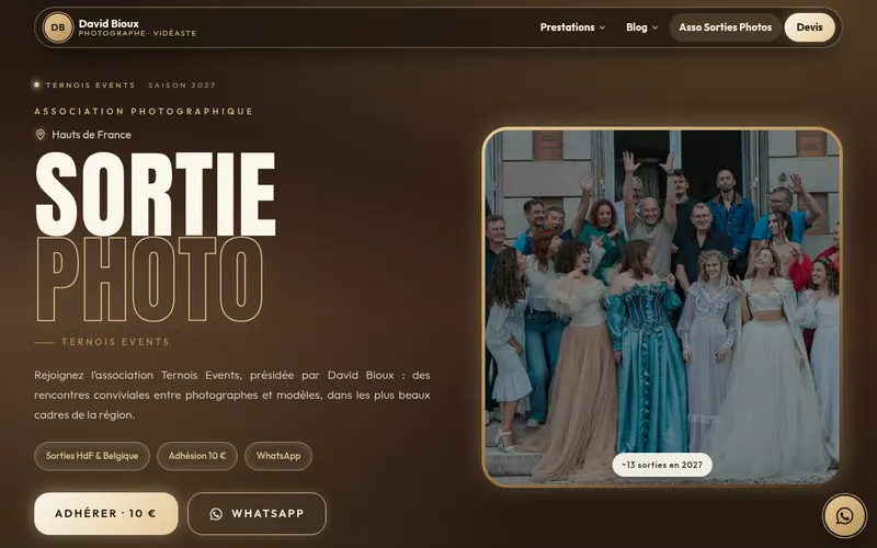 Page d’accueil du site Asso Sorties Photos